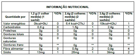 Tabela Nutricional Espessante Nestle